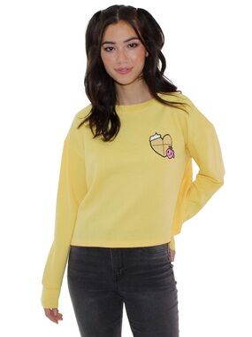 💛 Tokidoki Waffle House Long Sleeve Graphic Crop Sweatshirt Size Extra Small